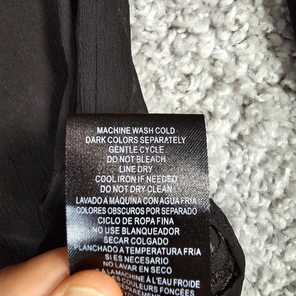 Bebe Womens Sheer Lace Button Up Blouse Black Tie Front Long Sleeve‎ Small Goth - Picture 6 of 13